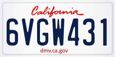 CA license plate 6VGW431