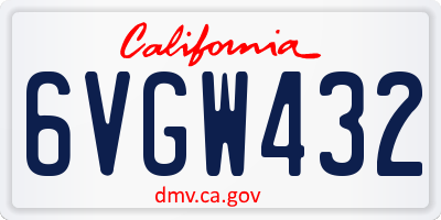 CA license plate 6VGW432