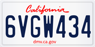 CA license plate 6VGW434