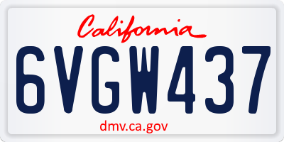 CA license plate 6VGW437