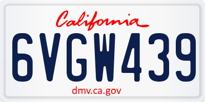 CA license plate 6VGW439