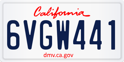CA license plate 6VGW441