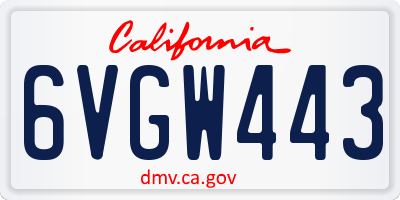 CA license plate 6VGW443