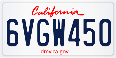 CA license plate 6VGW450