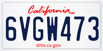 CA license plate 6VGW473
