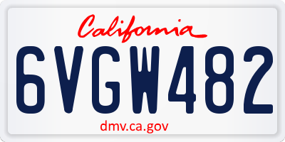 CA license plate 6VGW482