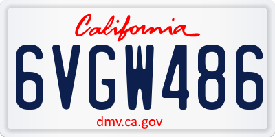 CA license plate 6VGW486