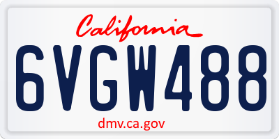 CA license plate 6VGW488