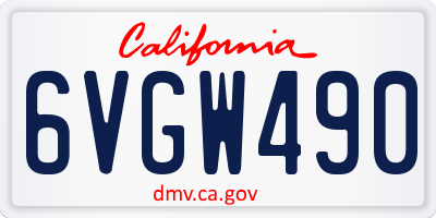 CA license plate 6VGW490