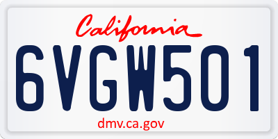 CA license plate 6VGW501