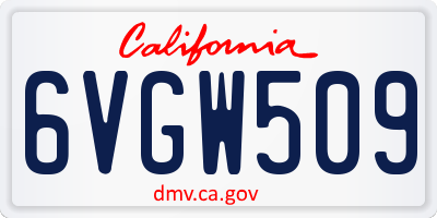 CA license plate 6VGW509