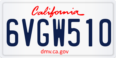 CA license plate 6VGW510