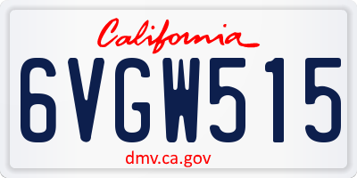 CA license plate 6VGW515