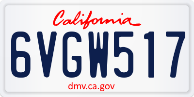CA license plate 6VGW517