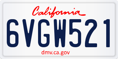 CA license plate 6VGW521