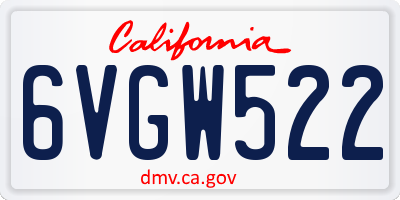 CA license plate 6VGW522