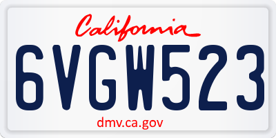 CA license plate 6VGW523