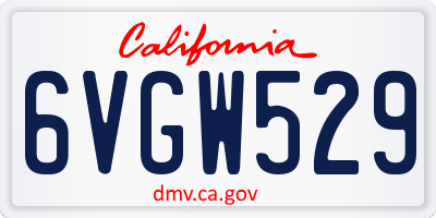 CA license plate 6VGW529