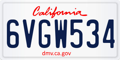 CA license plate 6VGW534