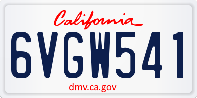 CA license plate 6VGW541