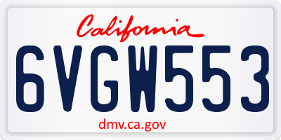 CA license plate 6VGW553