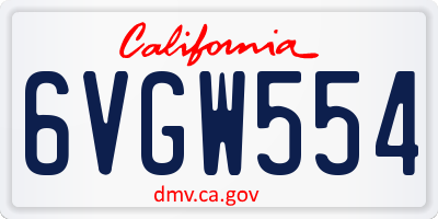 CA license plate 6VGW554