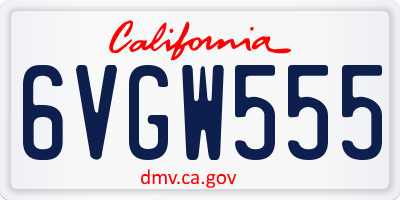 CA license plate 6VGW555