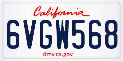 CA license plate 6VGW568