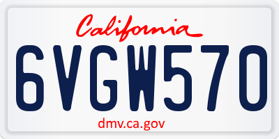 CA license plate 6VGW570
