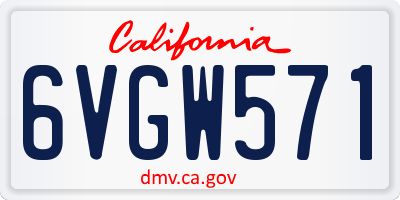 CA license plate 6VGW571