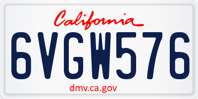CA license plate 6VGW576