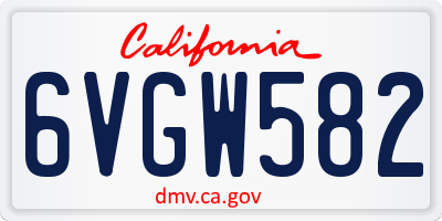 CA license plate 6VGW582