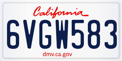 CA license plate 6VGW583