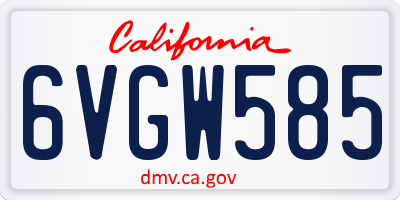 CA license plate 6VGW585