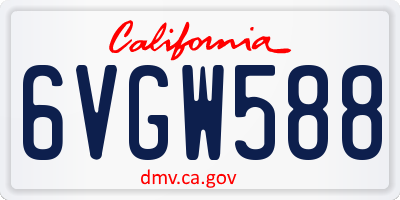 CA license plate 6VGW588
