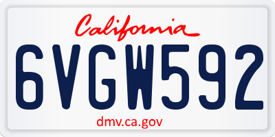 CA license plate 6VGW592