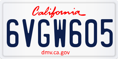 CA license plate 6VGW605