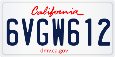 CA license plate 6VGW612