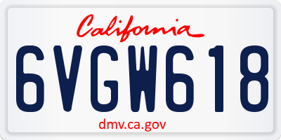 CA license plate 6VGW618