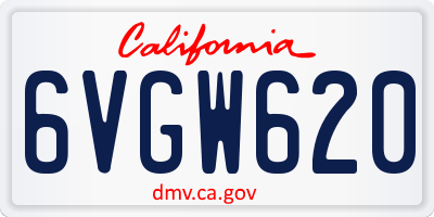 CA license plate 6VGW620