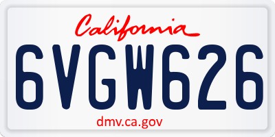 CA license plate 6VGW626