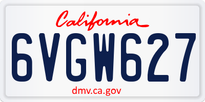 CA license plate 6VGW627