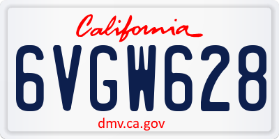 CA license plate 6VGW628