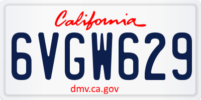 CA license plate 6VGW629