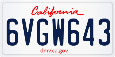 CA license plate 6VGW643