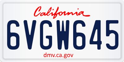 CA license plate 6VGW645