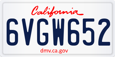 CA license plate 6VGW652