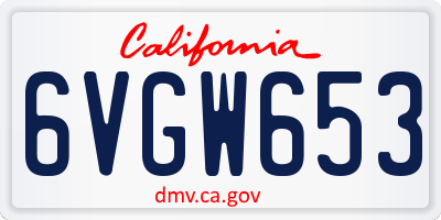 CA license plate 6VGW653