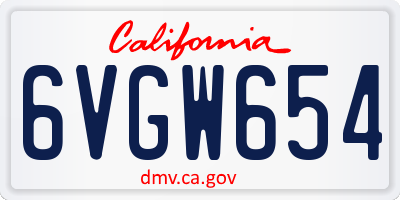CA license plate 6VGW654