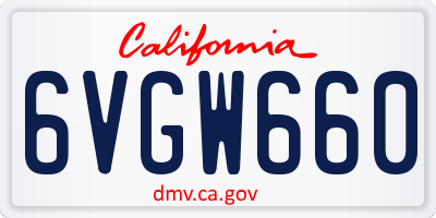 CA license plate 6VGW660
